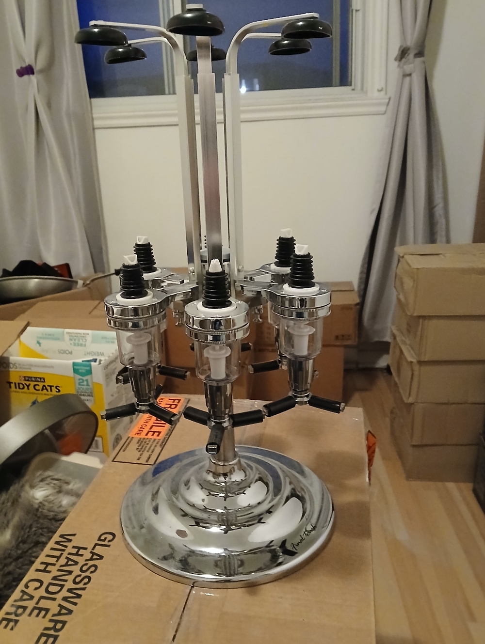 Chrome 6-Bottle Liquor Pourer Dispenser - Silver